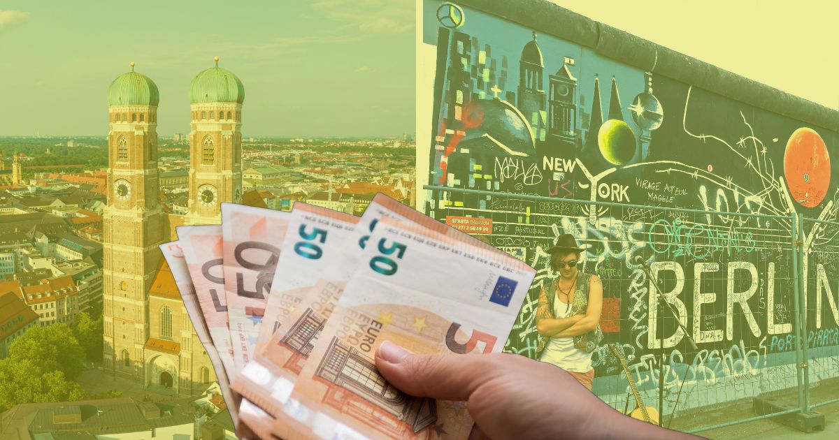 München und Berlin mit Geld im Vordergrund